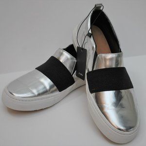 ZARA TRAFALUC ~ Metallic SILVER ~ Slip On SNEAKERS